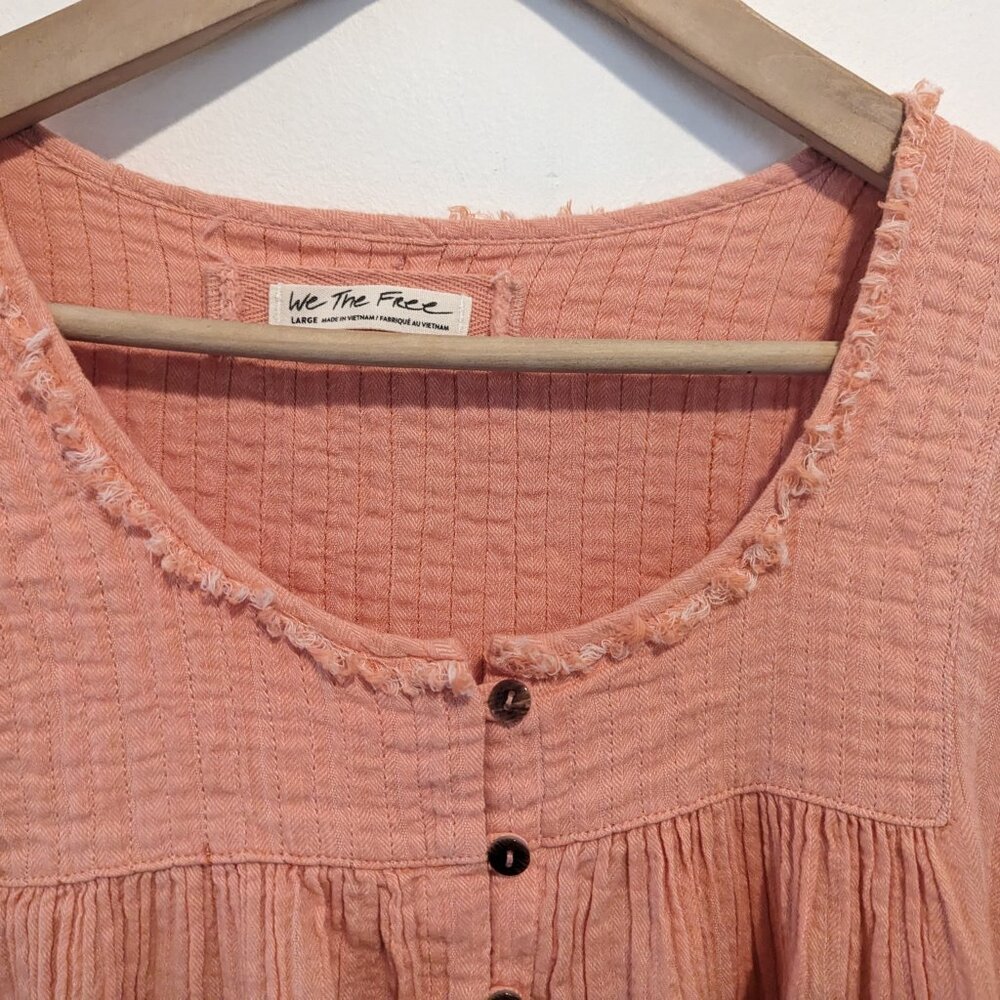 We The Free Soft Orange "Sand Dune" Cotton Long-Sleeve Henley Tunic - Picture 4 of 13